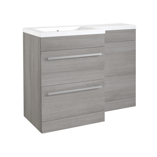 1100mm Silver Oak Left Hand 2 Drawer Matrix Combination Vanity Unit