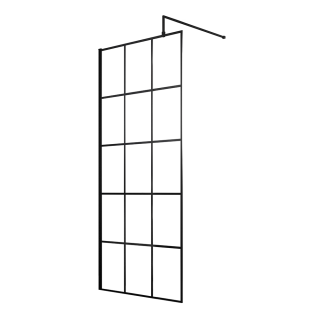 Value Black Framed Wet Room Screen & Support Bar (215mm - 1400mm Available)
