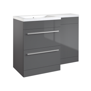 1100mm Storm Grey Gloss Left Hand 2 Drawer Matrix Combination Vanity Unit