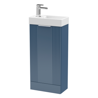 Blue Floor Standing Deco Cloakroom 1 Door Vanity Basin Unit