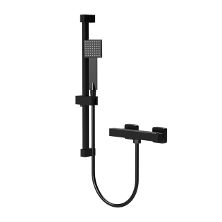 Matt Black Square Omega Thermostatic Shower Slide Rail Kit