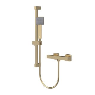 Brushed Brass Square Omega Thermostatic Shower Slide Rail Kit