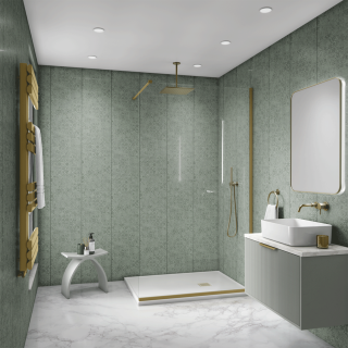 Damask Gilted Green Bathroom Wall Panel - 300mm x 2700mm