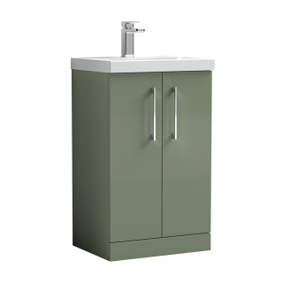 Satin Green 2 Door Value Floor Standing Vanity Unit & Basin (500mm - 600mm Available)