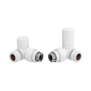 White Corner Towel Radiator Valves