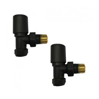 Black Angled Towel Radiator Valves