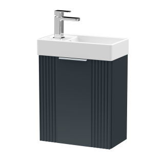 Soft Black Wall Hung Deco Cloakroom 1 Door Vanity Basin Unit