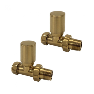 Brushed Brass Straight Towel Radiator Valves