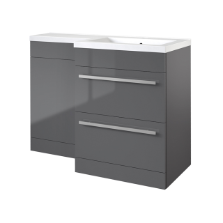 1100mm Storm Grey Gloss Right Hand 2 Drawer Matrix Combination Vanity Unit