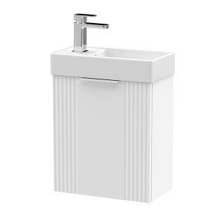 White Wall Hung Deco Cloakroom 1 Door Vanity Basin Unit