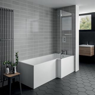 Right Hand Elite L Shaped Shower Bath (1500mm to 1800mm Available)