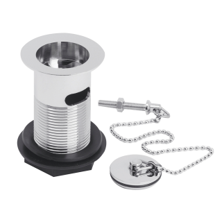 Chrome Round Slotted Waste Plug & Chain Basin Waste Basin Wastes (Choice of Colours & Waste Types)