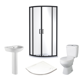 Black 800mm Not Required Value Quadrant Shower Suite