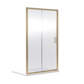Brushed Brass Omega Sliding Shower Door (1000mm - 1400mm Available)