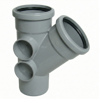 Grey 135° (45°) FloPlast Push-Fit 110mm Branch
