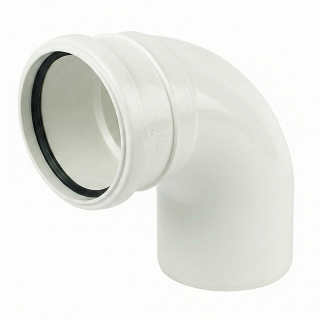 White Single Socket 92½° (87½°) FloPlast Push-Fit 110mm Soil Bend