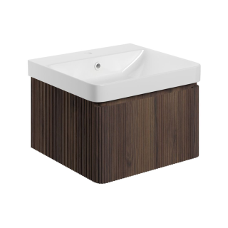 Textured Walnut Kuba Wall Hung Vanity Unit