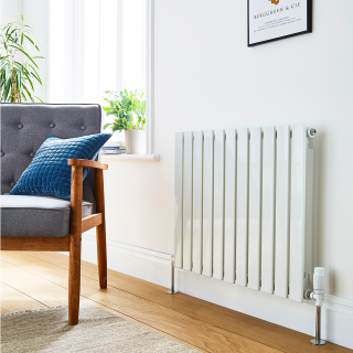 White Gloss Horizontal Boston Designer Radiator (Single & Double + Available In 42 Sizes)