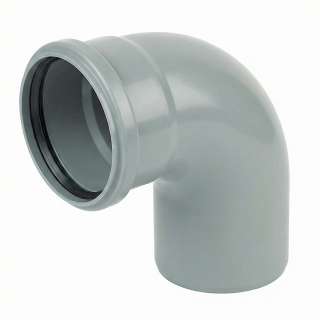 Grey Single Socket 92½° (87½°) FloPlast Push-Fit 110mm Soil Bend