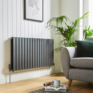Textured Grey Horizontal Boston Designer Radiator (Single & Double + Available In 42 Sizes)