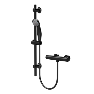 Matt Black Round Omega Thermostatic Shower Slide Rail Kit