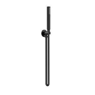 Matt Black Round Pencil Shower Handset with Hose & Parking Bracket