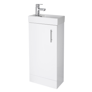 Floor Standing Tradeline White Gloss Cloakroom Vanity Unit Including Basin