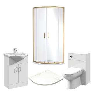 Brushed Brass Value Quadrant Shower Combination Vanity Suite