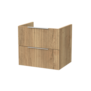 Autumn Oak Wall Hung 2 Drawer Flume Fluted Vanity Unit