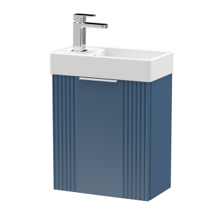 Blue Wall Hung Deco Cloakroom 1 Door Vanity Basin Unit