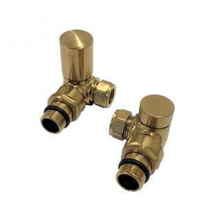 Brushed Brass Corner Towel Radiator Valves