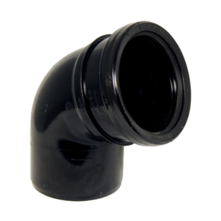 Black Single Socket 112½° (67½°) FloPlast Push-Fit 110mm Soil Bend