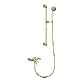 Brushed Brass Berwick Concentric Single Outlet Traditonal Shower Valve & Riser Kit