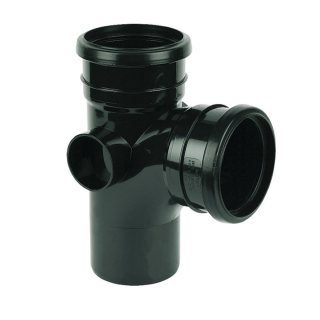Black 92½° (87½°) FloPlast Push-Fit 110mm Branch
