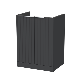 Soft Black Floor Standing 2 Door Flume Fluted Vanity Unit