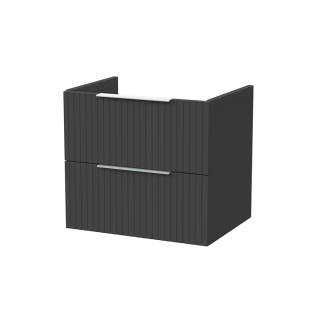 Soft Black Wall Hung 2 Drawer Flume Fluted Vanity Unit