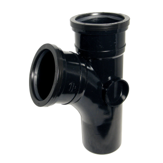 Black 112½° (67½°) FloPlast Push-Fit 110mm Branch