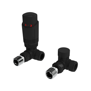 Black Corner Designer Thermostatic Radiator Valves
