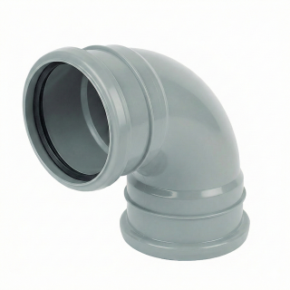 Grey Double Socket 92½° (87½°) FloPlast Push-Fit 110mm Soil Bend