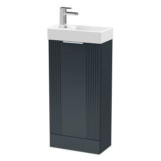 Soft Black Floor Standing Deco Cloakroom 1 Door Vanity Basin Unit