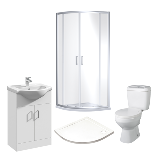 Chrome 800mm Not Required Value Quadrant Shower Vanity Suite