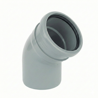 Grey Single Socket 135° (45°) FloPlast Push-Fit 110mm Soil Bend