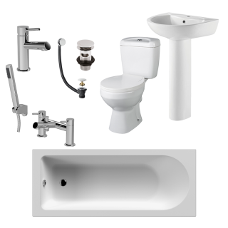 Chrome 1700mm x 700mm Bath & Bath Shower Mixer Value Bath Suite