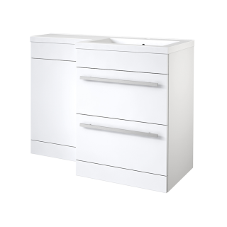 1100mm White Gloss Right Hand 2 Drawer Matrix Combination Vanity Unit