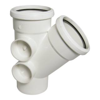 White 135° (45°) FloPlast Push-Fit 110mm Branch