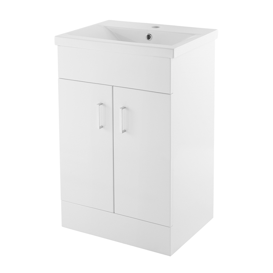 Value Square White Gloss Vanity Unit (500mm - 600mm Available)