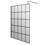 Value Black Framed Wet Room Screen & Support Bar (215mm - 1400mm Available)