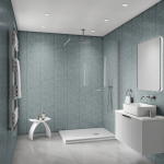 Damask Gilted Blue Bathroom Wall Panel - 300mm x 2700mm