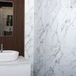 Shropshire White Marble Tile Effect Bathroom Wall Cladding - 8mm - 500mm x 2700mm