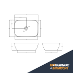 455mm Ceramic Rectangular Vessel Basin